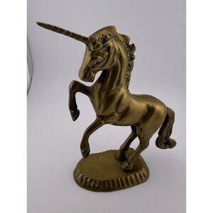 Vintage Brass Unicorn Statue Mythical Creature Figurine Regal Decor Accent